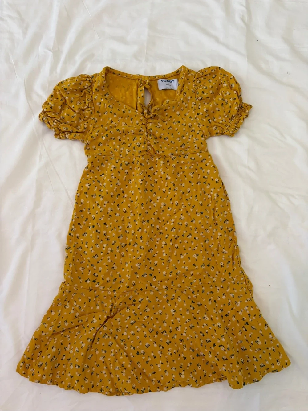 Old Navy Yellow Floral Short Sleeve Dress, size L, 10/12 (girls)